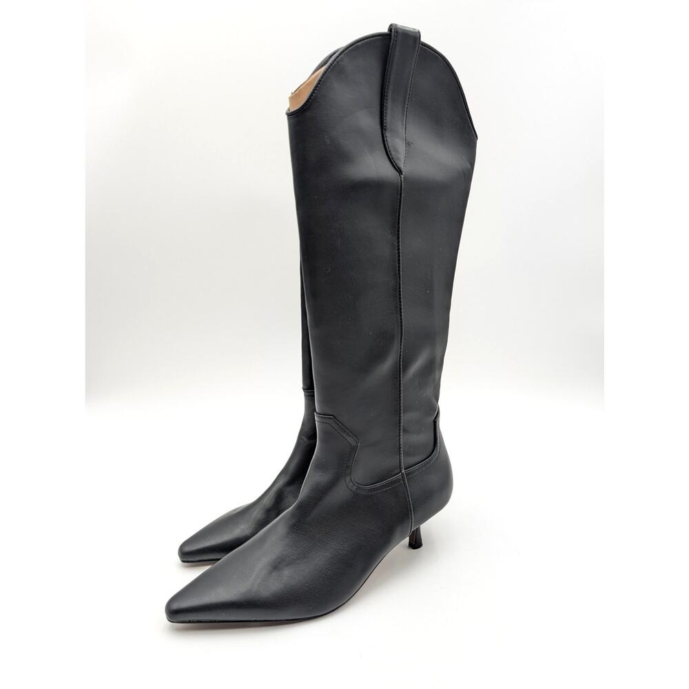 Steven New York Britt Knee High Western Boots Women's Black Size US6M EU36.5